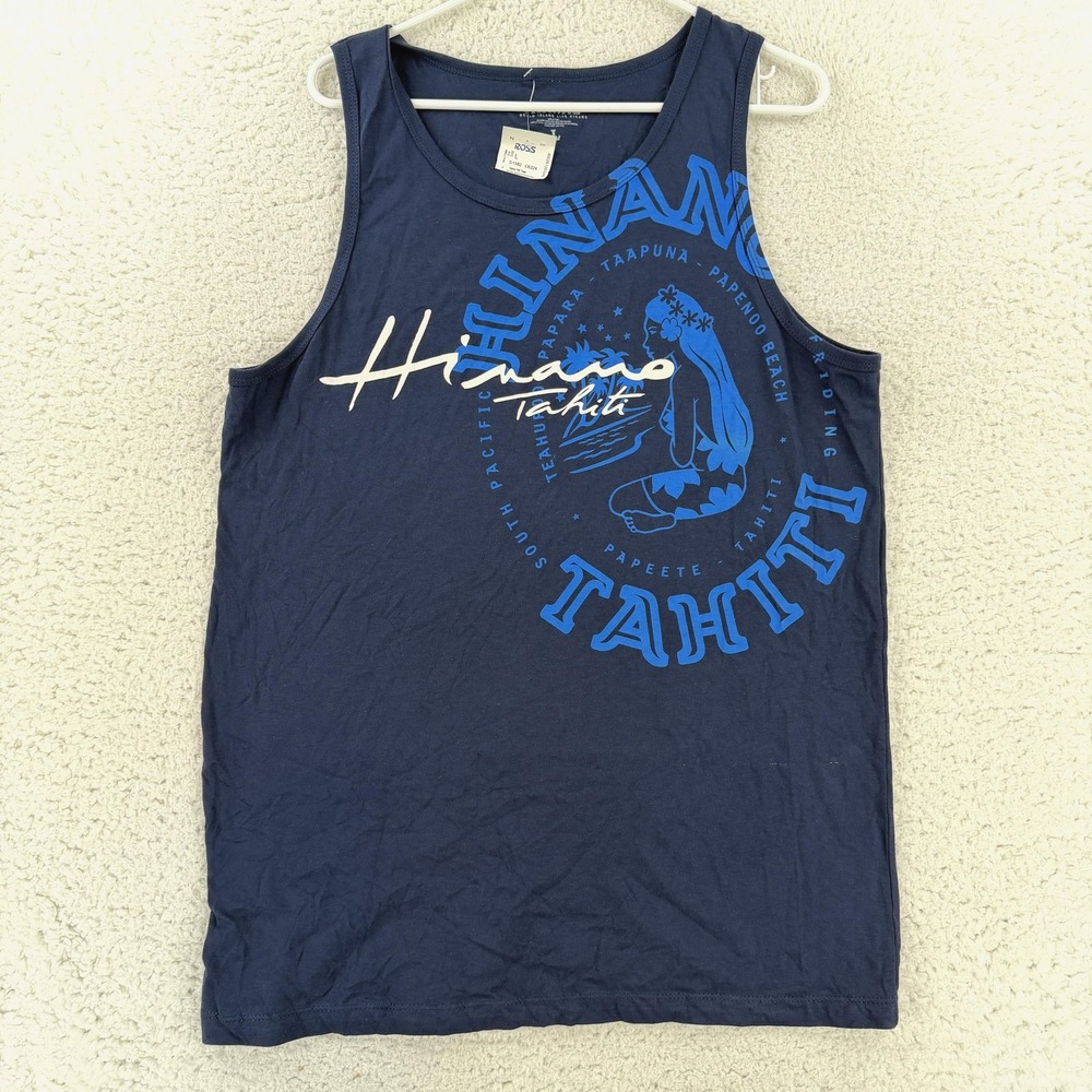 Hinano Tahiti Shirt Mens Large Blue Tahiti Logo Tank Top Hawaiian Graphic NWT